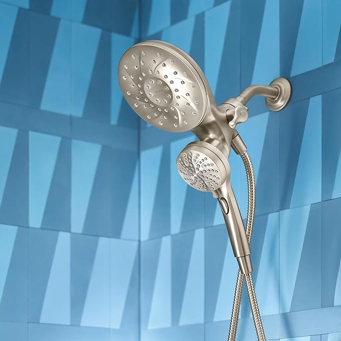Moen Engage Multi-Function Handshower and Rainfall Shower Head Trim Combo with Handle, Tub Spout, Metal Hose and Valve, Brushed Nickel, 82304SRN