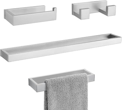 Lairuier Brushed Nickel Bathroom Hardware Accessories, 4PCS Towel Bar Set | Including Towel Bar,Towel Holder, Toilet Paper Holder, Towel Hook, SUS304 Stainless Steel Bathroom Towel Holder Hardware Set