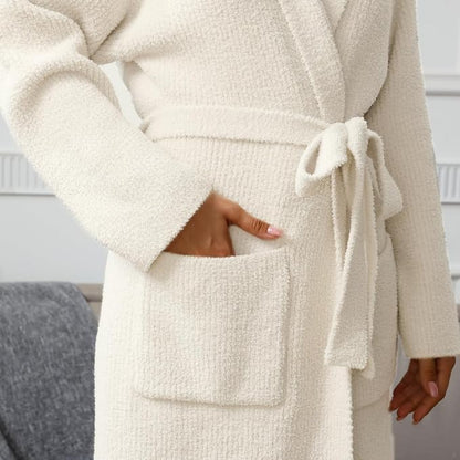 MH MYLUNE HOME Ultra Soft Robes for Women with Pockets, Womens Robe Plush | Hooded House Robes for Women Calf-Length, Spa Bath Robe, Cozy Comfy Fluffy Fuzzy Robe for Women, Womens Bathrobe