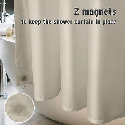 Titanker Fabric Shower Curtain Liner Washable, 70 x 72 Inches, Khaki Shower Liner Fabric with 2 Magnets, Waterproof Bathroom Shower Liner Soft Lightweight Polyester, Khaki