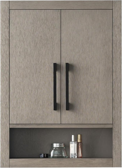 HomeBeyond 24 Inch Bathroom Vanity Cabinet with Shelves, Soft-Closing Doors, Driftwood Gray