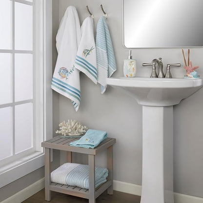 SKL Home Planet Ombre Bath Towel Set-4pc, 100% Turkish Cotton, Aqua | 2 Bath towels, 2 hand towels. 600 GSM weight. Spa-level quality. Soft & absorbent textured jacquard.