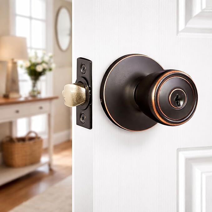Design House 728709 Terrace 6-Way Universal Keyed Entry Door Knob Oil Rubbed Bronze