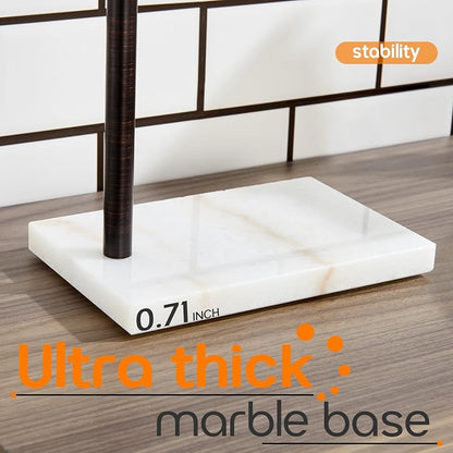 Hand Towel Holder for Bathroom Vanity Countertop 1-Tier Towel Rack Free Standing with Heavy Marble Base, Oil Rubbed Bronze Stainless Steel AN7002ORB