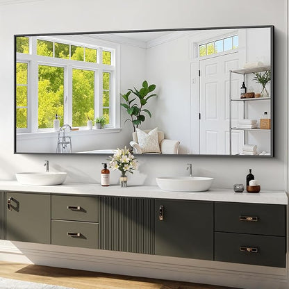 Koonmi Black Bathroom Mirror for Over Sink,Metal Framed 30"x71" Wall Mirror