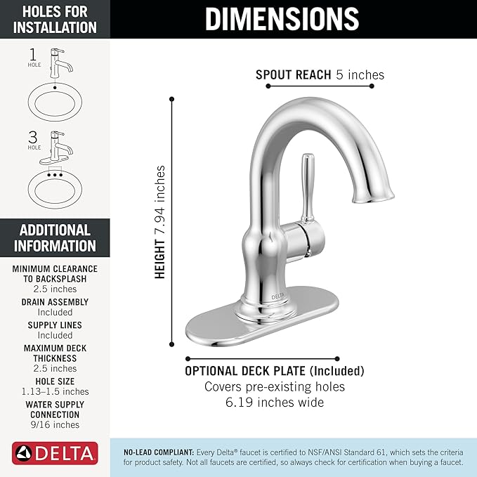 Delta Roe Brushed Gold Bathroom Faucet 3 Hole, 8 Inch Widespread Bathroom Sink Faucet for Vanity, Push-Pop Drain Assembly, Brushed Gold 35985LF-GB