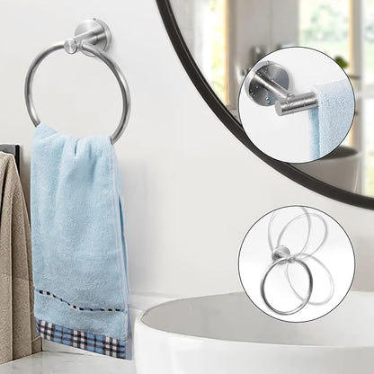 18 Piece Brushed Nickel Bathroom Hardware Set, Towel bar Set for Bathroom | 24 inch Silver Towel bar, Bathroom Towel Rack, Towel Ring, Toilet Paper Holder, Towel Hook, Bathroom Accessories Set