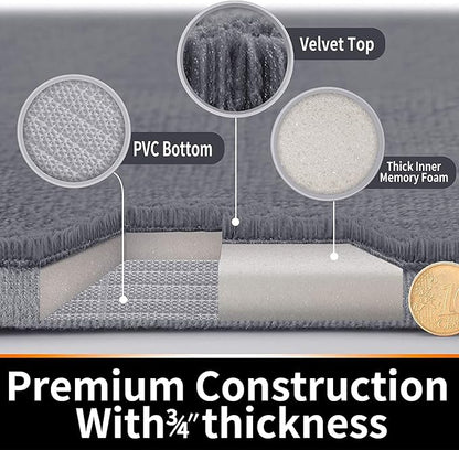 Yimobra Long Bath Mat 44"x24", Super Soft Quick Dry Memory Foam Bathroom Rug, Water Absorbent, Non Slip Backing Machine Washable for Tub Shower, Thick Comfort Support, Blue