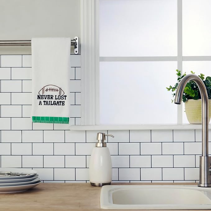 SKL Home Never Lost A Tailgate 2pc Hand Towel Set for Bath/Kitchen, Optic White