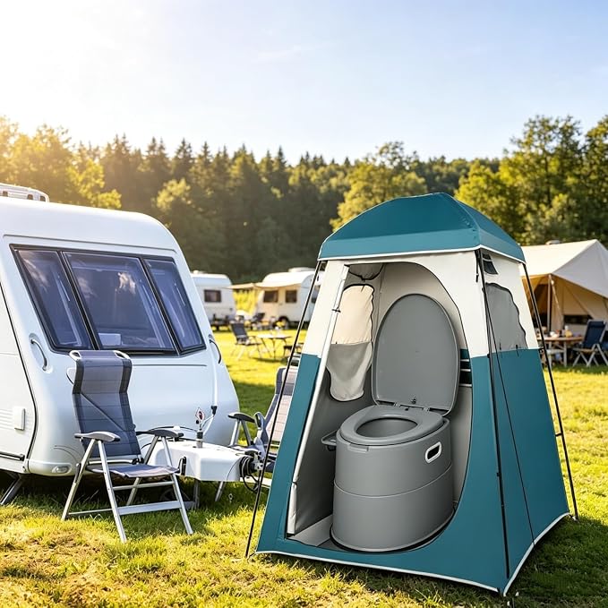 Portable Toilet with Non-Slip Mat, Leak-Proof & Odorless Travel Toilet, Grey
