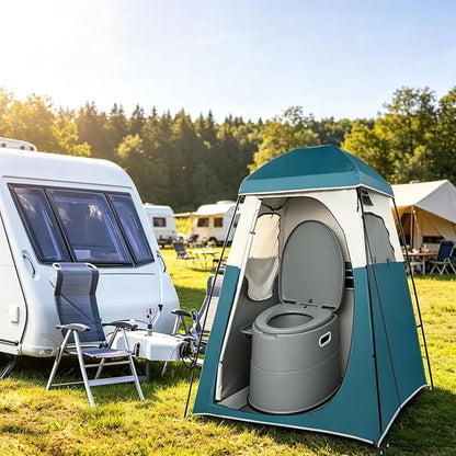 Portable Toilet with Non-Slip Mat, Leak-Proof & Odorless Travel Toilet, Grey