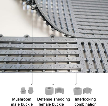 18 Pack Modular Interlocking Tiles Double Non-Slip 12"x12" Dark Gray | 0.4" Thick with Drain Holes for Pool Deck Shower Garage Basement Boat Pet Area Wet Floors Easy Install