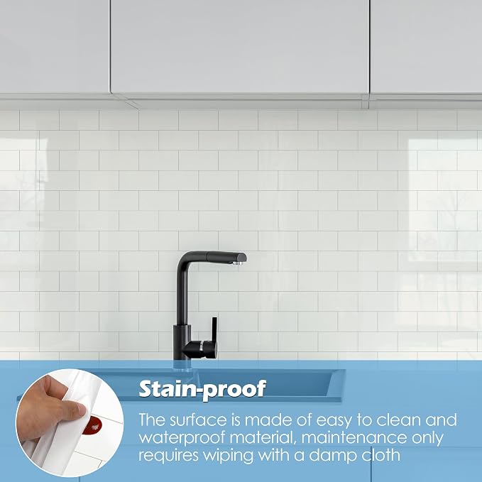 2026 New Upgrade Peel and Stick Backsplash Tile, Peel and Stick 11.34" X 11.57" Wall Tile for Kitchen, Bathroom, Fireplace, Laundry (Polished Cream White, 20 Packs)