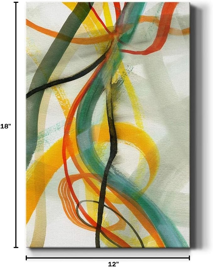 Renditions Gallery Canvas Wall Art Decorations Paintings & Prints Colorful Intersecting Lines Inkten Abstract Wall Hanging Artwork for Bedroom Living Room Office Kitchen - 12"x18" LT02