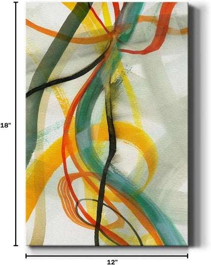 Renditions Gallery Canvas Wall Art Decorations Paintings & Prints Colorful Intersecting Lines Inkten Abstract Wall Hanging Artwork for Bedroom Living Room Office Kitchen - 12"x18" LT02