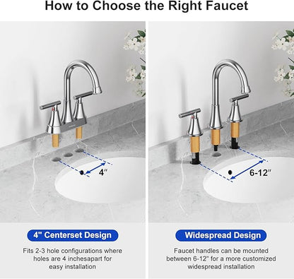 Bathroom Faucets for Sink 3 Hole, Hurran Chrome Bathroom Sink Faucet with Pop-up Drain and Supply Lines, Stainless Steel Lead-Free Widespread Faucet for Vanity RV Farmhouse, 2 Pack