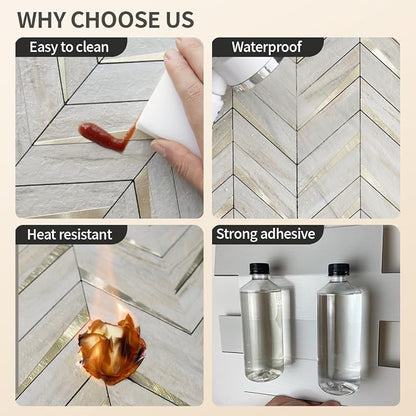 DICOFUN 1 Sheet Beige Slate Peel and Stick Backsplash, Faxu Stone PVC Stick on Backsplash Wall Tiles for Kitchen and Bathroom