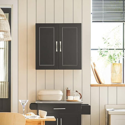 SoBuy Bathroom Kitchen Wall Cabinet, Garage or Laundry Room Storage Medicine Cabinet, Linen Tower Bath Cabine with Shelf, Black FRG231-SCH