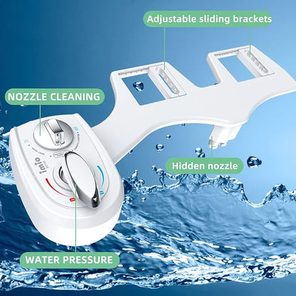 BD186 Bidet Attachment, Hot and Cold Water Bidet, Dual Nozzle, Self-Cleaning, Adjustable Water Pressure