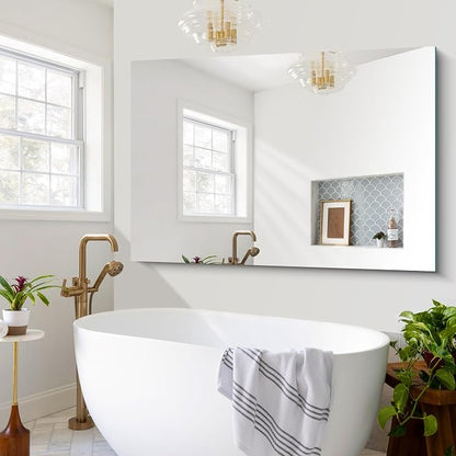 CILIBER Frameless Mirror, 60x40 Mirrors for Wall, Large Bathroom Mirror for Over Sink, Rectangle Frameless Vanity Mirror with Polished Edge, 3mm Tempered Glass, Hangs Horizontally or Vertically