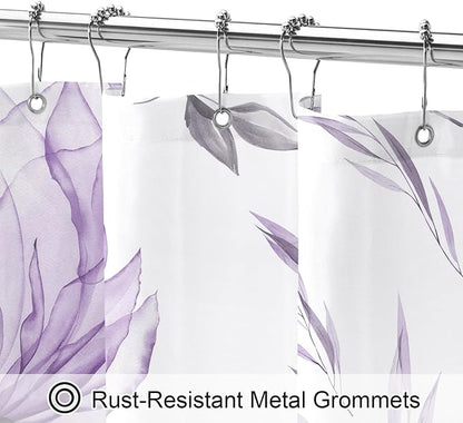Litabel Extra Long Boho Watercolor Floral Shower Curtain 72 x 84, Lavender Painting Style Flower Shower Curtains for Chic Elegant Bathroom, Artistic XL Modern Fabric Cloth Shower Curtain