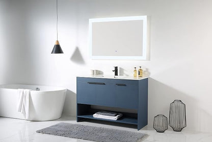 Phoenix 48 Inch Bathroom Vanity with Sink – Modern Design, Soft-Close Doors, Storage Drawers, Durable Build – Navy Blue Vanity for Small Bathrooms (Full Assembly Required)