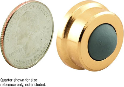 Prime-Line J 4570 1 In., Cast Brass, Bright Brass, Wall Stop with Convex Bumper (Single Pack)