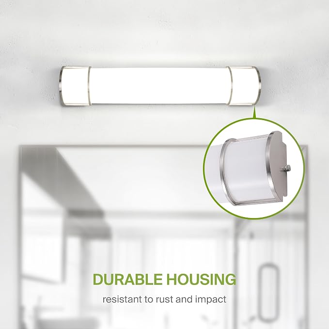 ASD LED 30" Vanity Flush Mount Light Fixture, Linear Bathroom Lighting Bar | 3CCT, Dimmable, Energy Star, ETL Listed | 28W 2425LM 3000-5000K 120V | Long Bath Wall Sconce Over Mirror | Nickel