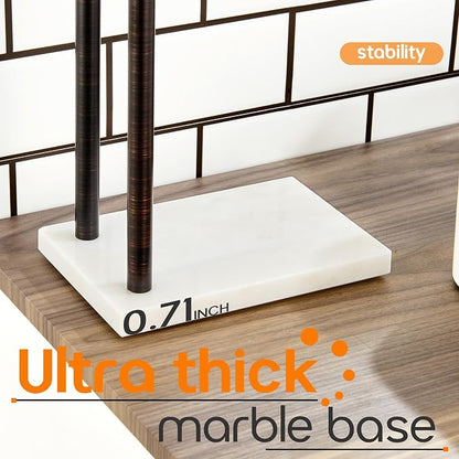 Stand Towel Holder for Bathroom Vanity Countertop 2-Tier Towel Racks Freestanding with Thicken Marble Base, Oil Rubbed Bronze Stainless Steel AN7003ORB