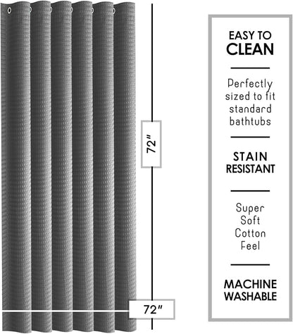 Clara Clark Grey Shower Curtain - Hotel Quality Waffle Fabric Bath Curtain 72x72, Heavy Duty Waterproof Shower Curtains for Bathroom