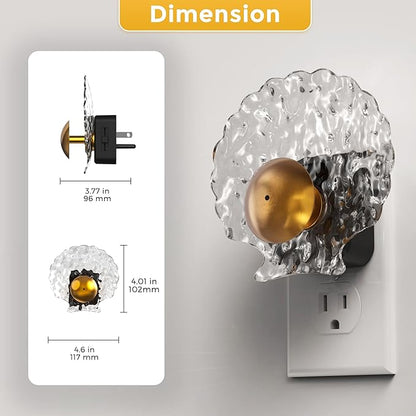 L LOHAS LED Shell Night Light, Night Lights Plug into Wall, Dimmable Nightlights Plug in with Light Sensor, 0-100LM, 3000K Soft White, LED Nightlights for Hallway Bedroom Stairway,1 Pack