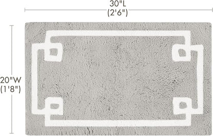 Madison Park Evan 100% Cotton Bath Rug Plush Absorbent, 20" x 30", Grey | Non-slip Backing, OEKO TEX, Luxurious Tufted Plush Bath Mat for Bathroom, Quick Dry, Spa Design Decorative for Shower Room