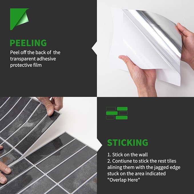 LONGKING 10-Sheet Smoky Black Peel and Stick Backsplash Tiles for Kitchen Wall, Kitchen Backsplash Wall Tile, Waterproof Back Splash Stick on Tiles for Bathroom | Peel and stick backsplash, self-adhesive wall tile, Black, waterproof, kitchen bathroom w...