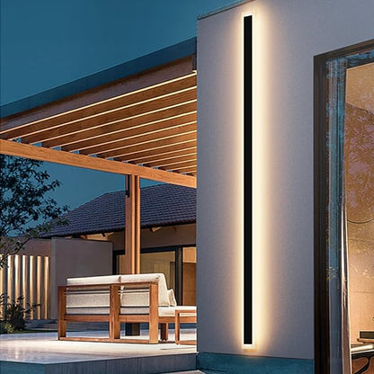 Aipsun Outdoor Wall Sconces 39.4in LED Modern Porch Patio Wall Light Fixture 1 Pack Black Exterior Wall Lights 30W Long Strip Frosted White Acrylic 3000K for House Living Room Corridor