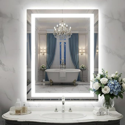 28X36 Inch Frontlit+ Backlit LED Bathroom Mirror with Lights | Bathroom Vanity Mirror for Wall, Ultra-Clear Tempered Glass, Shatter-Proof, Anti-Fog and Memory Function, ETL Listed