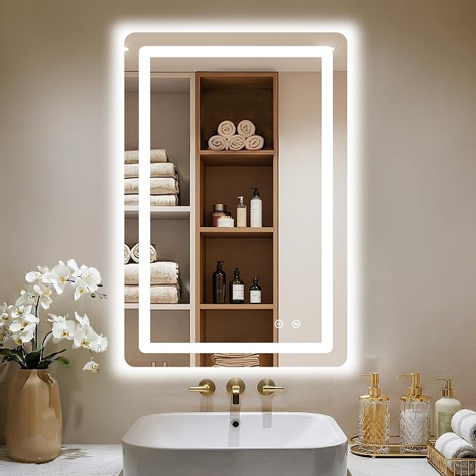 LED Bathroom Mirror, 20"x30" Bathroom Vanity Mirror with Lights | Smart Anti-Fog, Dimmable, 3 Color Modes, Backlit+Front Lit, Memory Function, HD Tempered Glass,Horizontal/Vertical,ETL Listed
