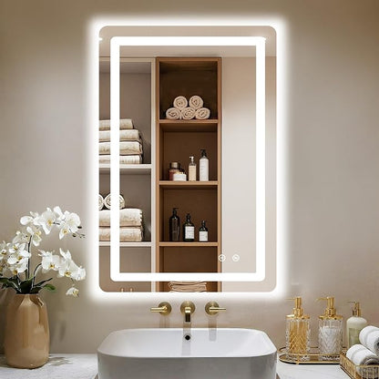 LED Bathroom Mirror, 20"x30" Bathroom Vanity Mirror with Lights | Smart Anti-Fog, Dimmable, 3 Color Modes, Backlit+Front Lit, Memory Function, HD Tempered Glass,Horizontal/Vertical,ETL Listed