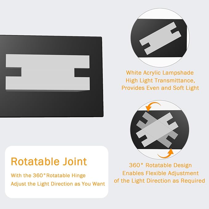 LED Bathroom Light Fixtures, 3-Light Modern Vanity Lights with Milky White Frosted Acrylic Shades, Matte Black Bathroom Lighting Fixtures Over Mirror, ETL Listed, 20W 5CCT Adjustable