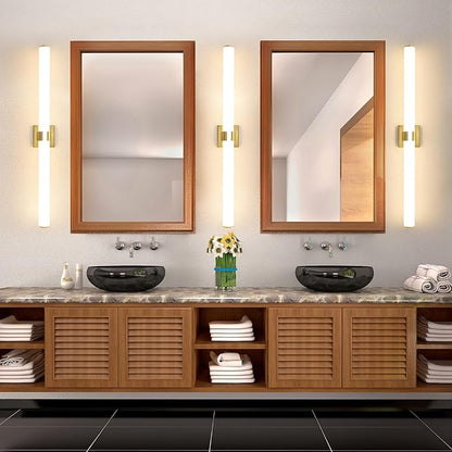 Bathroom Light Fixtures - 39 Inch Gold Bathroom Lights Over Mirror LED Vanity Light with Acrylic Shade, 36W Modern Vanity Lighting Fixtures for Mirror Living Room Gallery 3000K