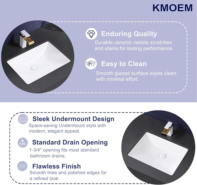 Undermount Bathroom Sink 20x15 Inch Vessel Sink White Porcelain Ceramic Under Counter Lavatory Vanity Sink Basin Rectangular Undermount Sinks with Overflow