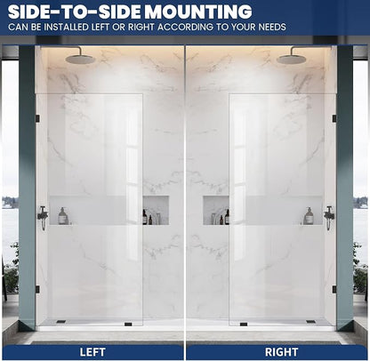 Bathroom Shower Glass Door 28.5" W×78.75" H, 3/8"(10mm) Thick Clear Tempered Glass Panel with Clamps, Fixed Frameless Waterproof Shower Door, Matte Black