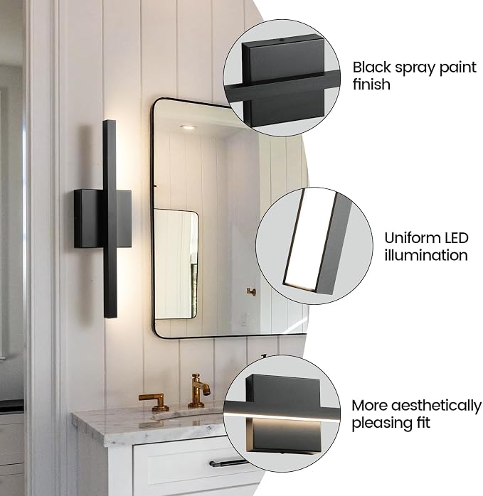 Epinl Bathroom Vanity Light Fixture 16 inch 5CCT Modern Bathroom Light Fixture Over Mirror 12W LED Light Bar Dimmable Wall Sconce Lighting Fixture for Bathroom Bedroom