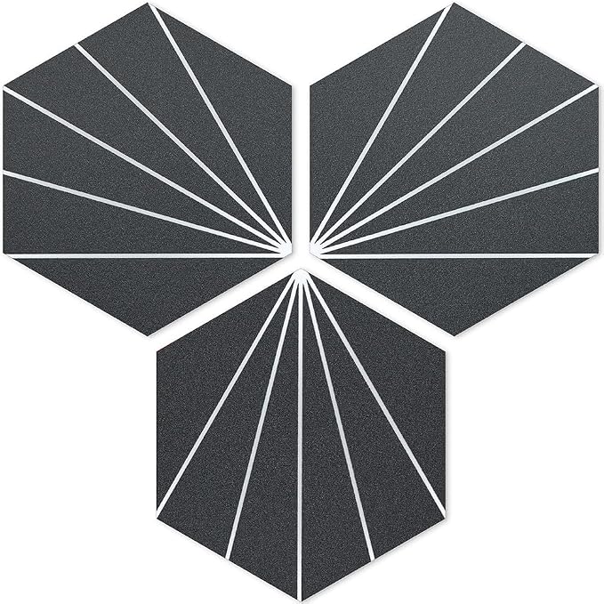 AULIGET Flower Vintage Hexagon Tile Peel and Stick Backsplash, 6"x7" Self Adhesive Wall Tiles in Grey (Pack of 45)