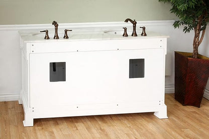 205060-D-WH 60-Inch Double Sink Vanity, Wood, White