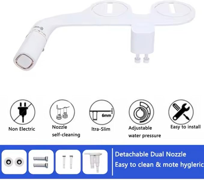 Bidet Attachment for Toilet with Self Cleaning, Adjustable Cold Water Pressure for Front and Rear Wash, Premium Bidet Toilet Seat, Elegant Design, Easy Installation - anees Bidet