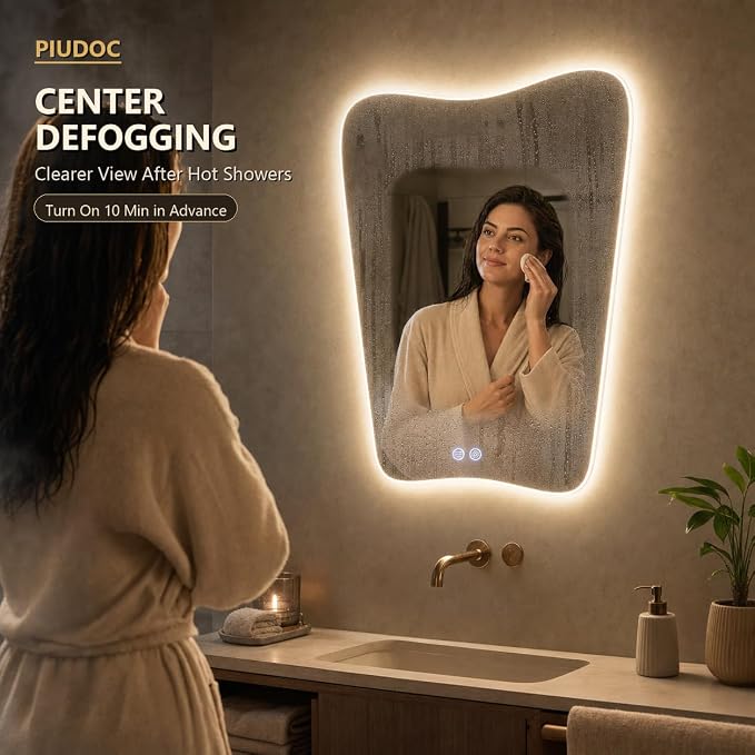 22x30 Inch Backlit Bathroom Mirror, Frameless LED Vanity Mirror with Lights, Dimmable Anti-Fog,Vertical Wall Mount for Bathroom Makeup, 3 Color Changing, Shatterproof, Touch Sensor