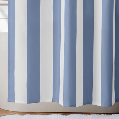 Ohocut Vertical Striped Shower Curtain, Cute Retro Vintage Blue Stripe Bathroom Shower Curtain, Waterproof Polyester Fabric Modern Bath Curtain for Bathroom 72x72 Inches Blue