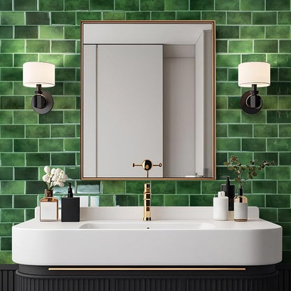 Art3d 10-Pack Subway Tiles Peel and Stick Backsplash, Green, 12 x 12 Inch | Thickened Design, No Warping, Durable, Self-Adhesive, Sturdy, for Kitchen, Bedroom, Ideal for New Home Buyers, Future Movers