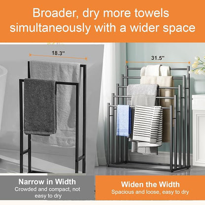 Honiter Towel Racks for Bathroom, 5 Tier Wide Towel Drying Rack Outdoor, Free Standing Towel Rack, Pool Towel Blanket Stand and Display Rack for Oversized Bath Towels