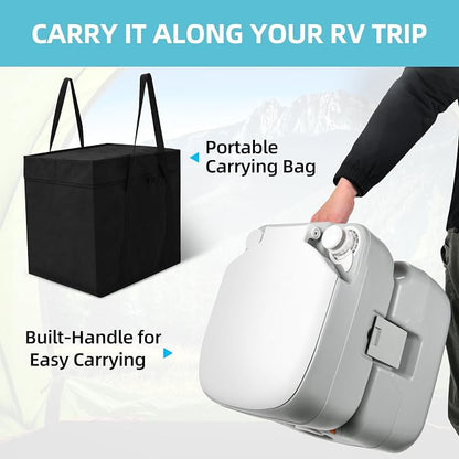 YITAMOTOR Portable Toilet 5.8 Gallon, Camping Porta Potty with Sprayer and Handbag, RV Toilet with Handle Pump, Level Indicator, for Motorhome Travel, Car, Boat, Indoors and Outdoors | Camping Porta Potty with Sprayer and Handbag, RV Toilet with Handle...